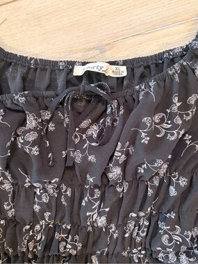 liberty Black Mini dress with White Floral Print